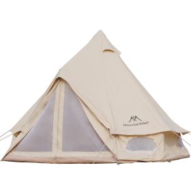 4-5 Person Mongolian Tent, Glamping Tent with Cool Ventilation Mosquito Net Doors & Windows