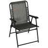 Outsunny Patio Folding Chair, Outdoor Bungee Sling Chair w/ Armrests, Portable Lawn Chair for Camping, Garden, Pool, Beach, Backyard, Gray