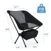 YSSOA, Ultralight Portable, Lightweight Foldable Chair for Backpacking for Outdoor Camp, Travel, Picnic, Hiking, 176 LBS Capacity, Black, 1-Pack