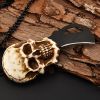 Pocket Mini Knife With Vintage Skull Design; Outdoor Camping Survival Tactical Knife; Necklace Keychain EDC Tool